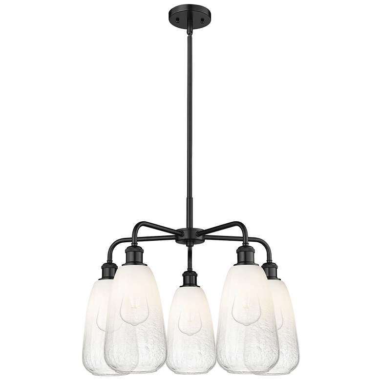 Image 1 Ballston Brookhaven Almond 25"W 5 Light Black Stem Chandelier w/ Opal Shade