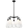 Ballston Brookhaven Almond 25"W 5 Light Black Stem Chandelier w/ Opal Shade
