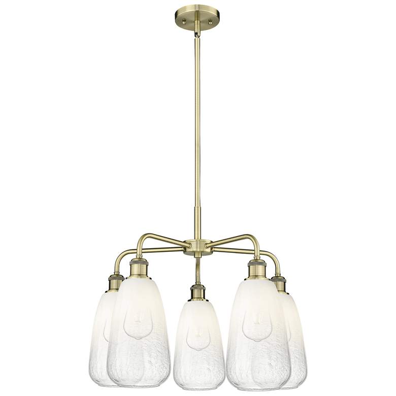 Image 1 Ballston Brookhaven Almond 25"W 5 Light Brass Stem Chandelier w/ Opal Shade