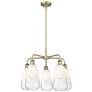 1_Ballston Brookhaven Almond 25"W 5 Light Brass Stem Chandelier w/ Opal Shade
