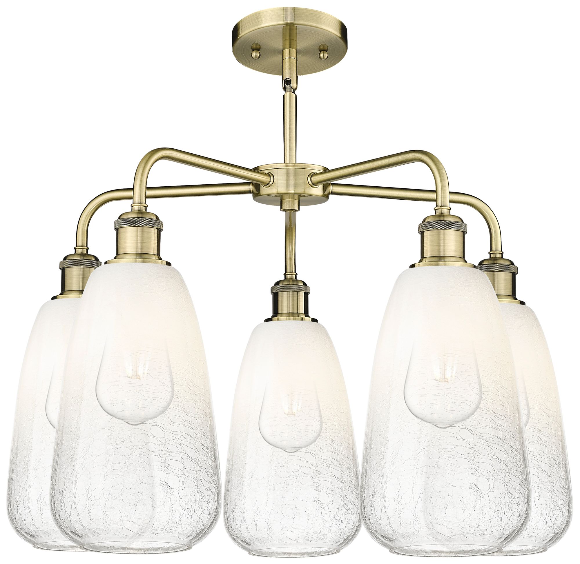 Image 2 Ballston Brookhaven Almond 25"W 5 Light Brass Stem Chandelier w/ Opal Shade more views
