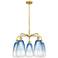 Ballston Brookhaven Almond 25"W 5 Light Gold Stem Chandelier w/ Blue Shade