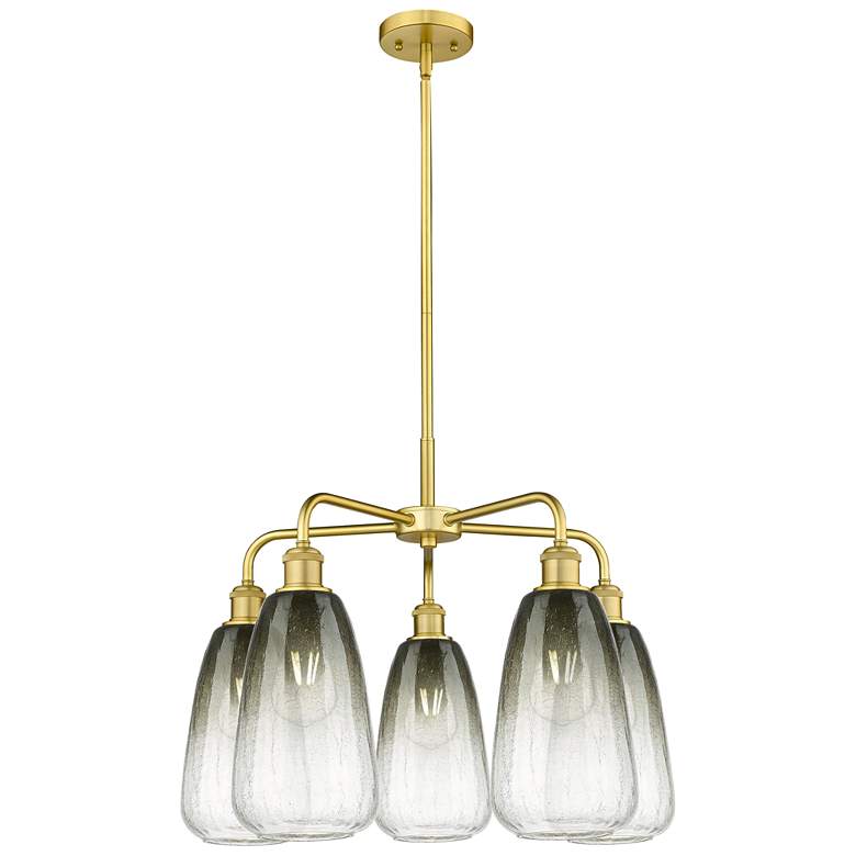Image 1 Ballston Brookhaven Almond 25"W 5 Light Gold Stem Chandelier w/ Slate Shade