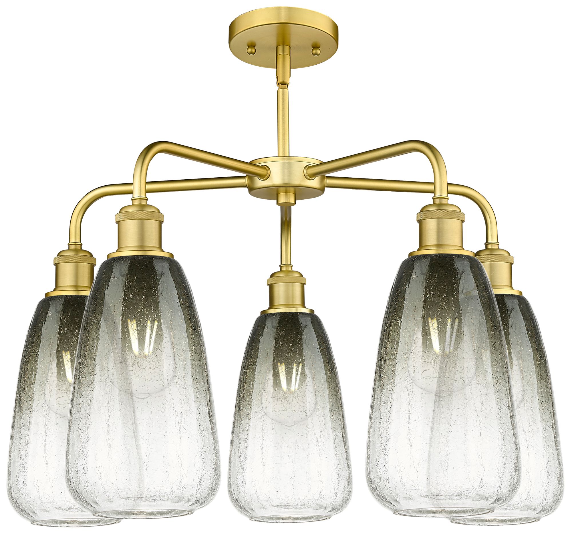 Image 2 Ballston Brookhaven Almond 25"W 5 Light Gold Stem Chandelier w/ Slate Shade more views