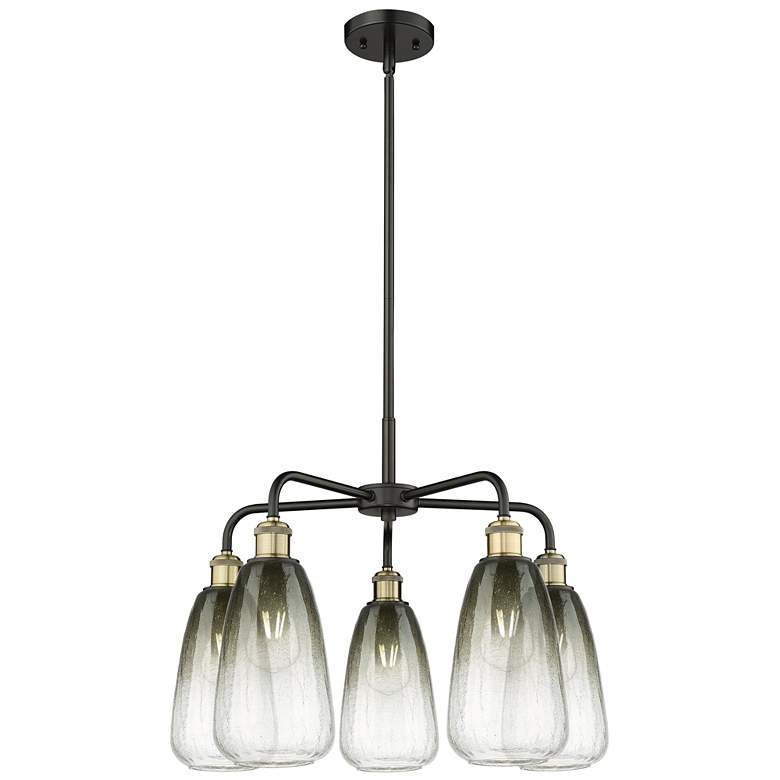 Image 1 Ballston Brookhaven Almond 25"W 5-Lt Black Brass Chandelier w/ Slate Shade