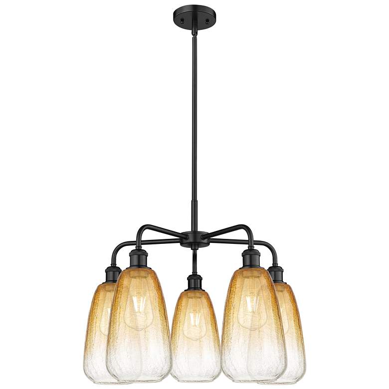 Image 1 Ballston Brookhaven Almond 25"W 5-Lt Black Stem Chandelier w/ Amber Shade