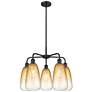 1_Ballston Brookhaven Almond 25"W 5-Lt Black Stem Chandelier w/ Amber Shade