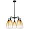Ballston Brookhaven Almond 25"W 5-Lt Black Stem Chandelier w/ Amber Shade