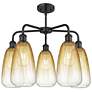 2_Ballston Brookhaven Almond 25"W 5-Lt Black Stem Chandelier w/ Amber Shade more views