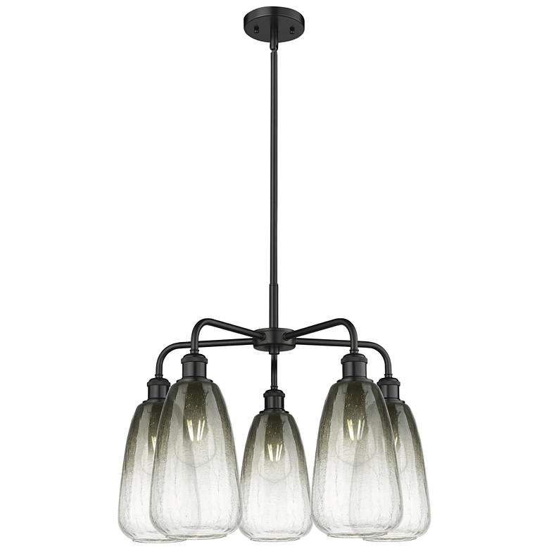 Image 1 Ballston Brookhaven Almond 25"W 5-Lt Black Stem Chandelier w/ Slate Shade