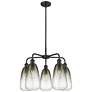 1_Ballston Brookhaven Almond 25"W 5-Lt Black Stem Chandelier w/ Slate Shade