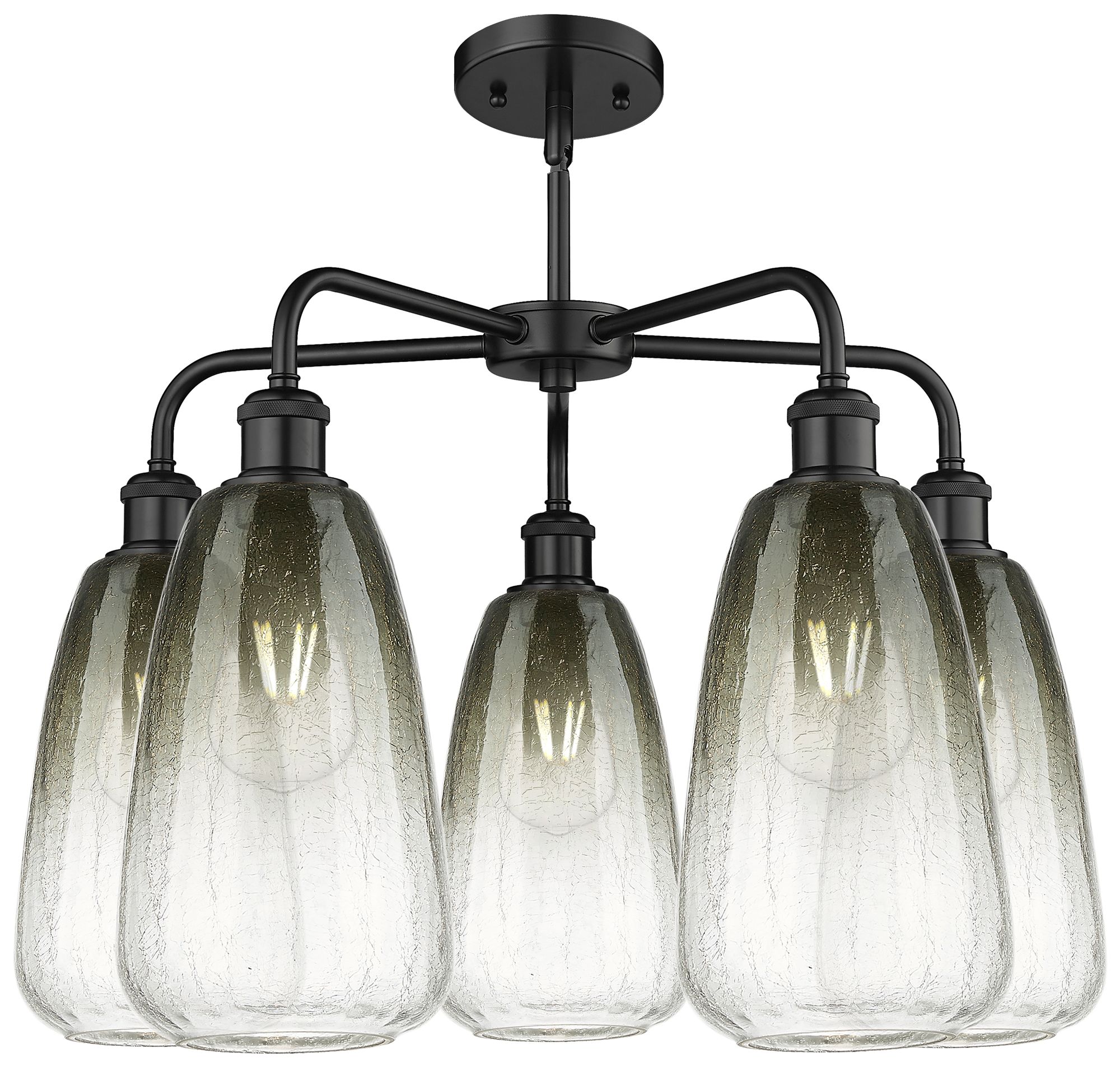 Image 2 Ballston Brookhaven Almond 25"W 5-Lt Black Stem Chandelier w/ Slate Shade more views
