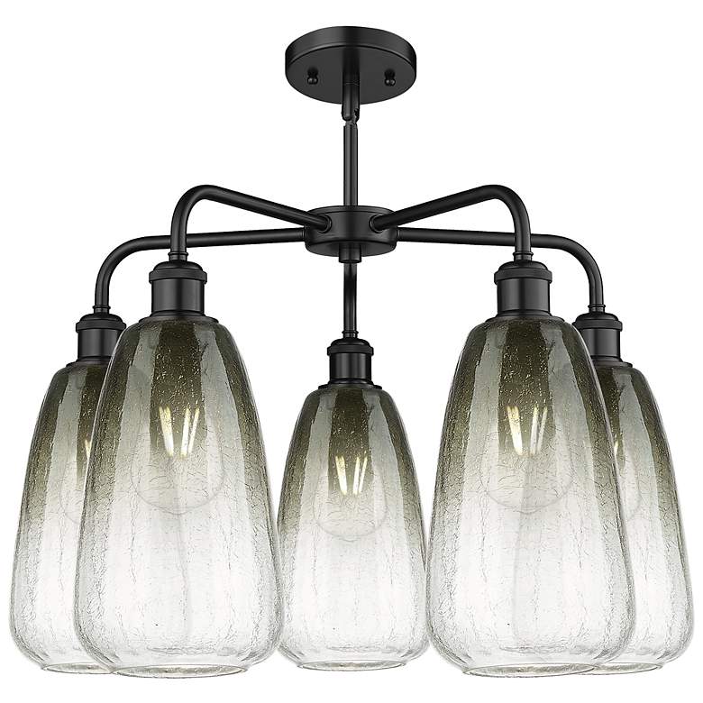 Image 2 Ballston Brookhaven Almond 25"W 5-Lt Black Stem Chandelier w/ Slate Shade more views