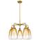 Ballston Brookhaven Almond 25"W 5-Lt Brush Brass Chandelier w/ Amber Shade