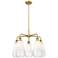 Ballston Brookhaven Almond 25"W 5-Lt Brush Brass Chandelier w/ Opal Shade