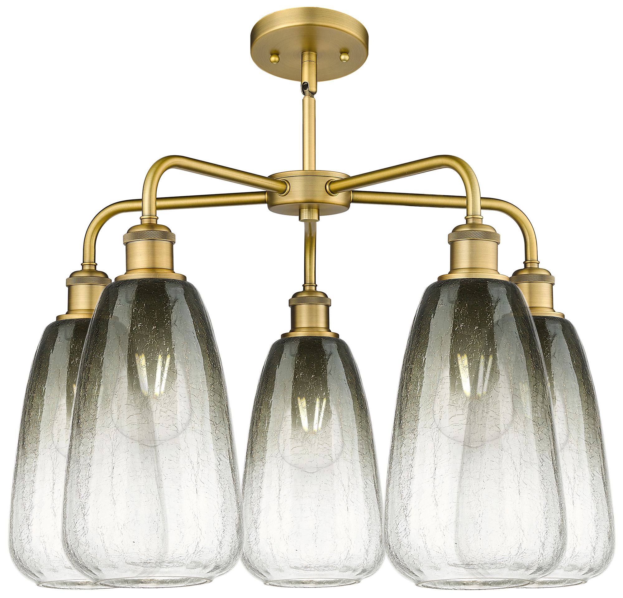Image 2 Ballston Brookhaven Almond 25"W 5-Lt Brush Brass Chandelier w/ Slate Shade more views