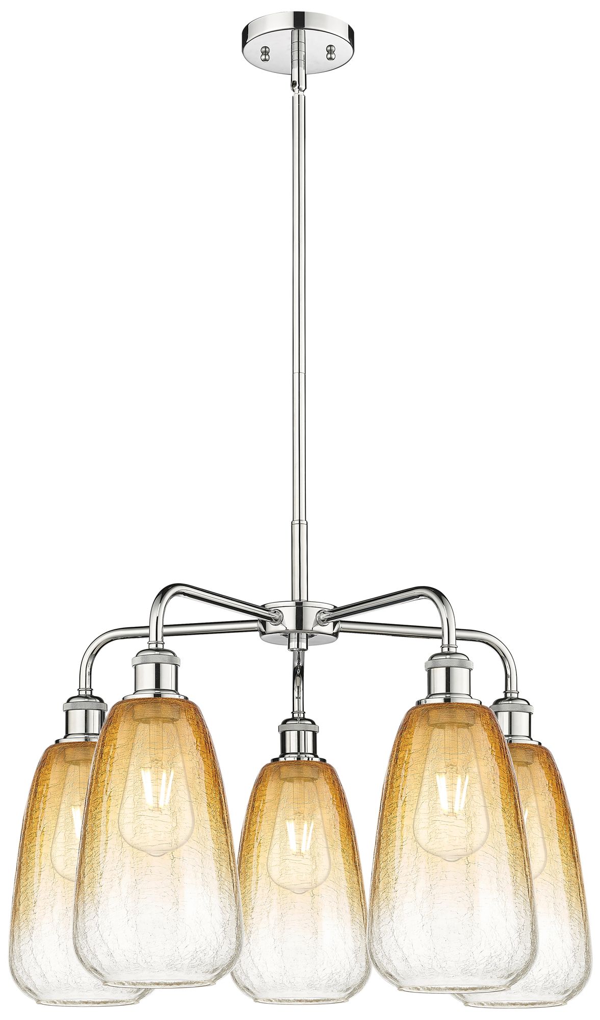 Ballston Brookhaven Almond 25"W 5-Lt Chrome Stem Chandelier w/ Amber Shade