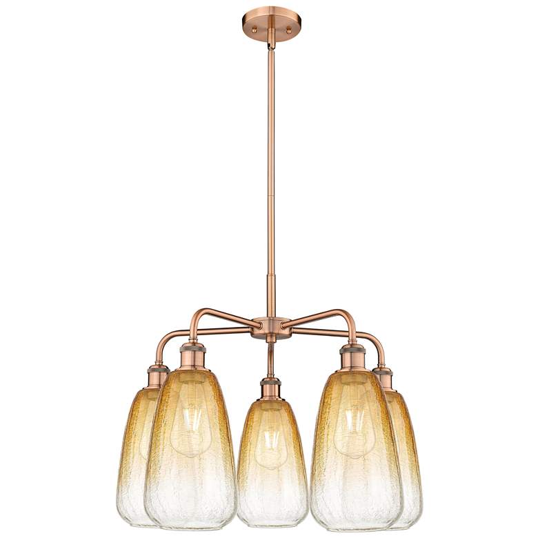 Image 1 Ballston Brookhaven Almond 25"W 5-Lt Copper Stem Chandelier w/ Amber Shade