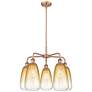 1_Ballston Brookhaven Almond 25"W 5-Lt Copper Stem Chandelier w/ Amber Shade