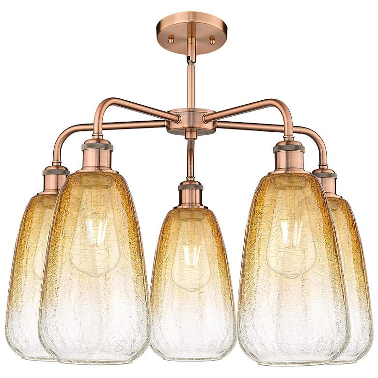 Image 2 Ballston Brookhaven Almond 25"W 5-Lt Copper Stem Chandelier w/ Amber Shade more views