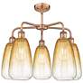 2_Ballston Brookhaven Almond 25"W 5-Lt Copper Stem Chandelier w/ Amber Shade more views