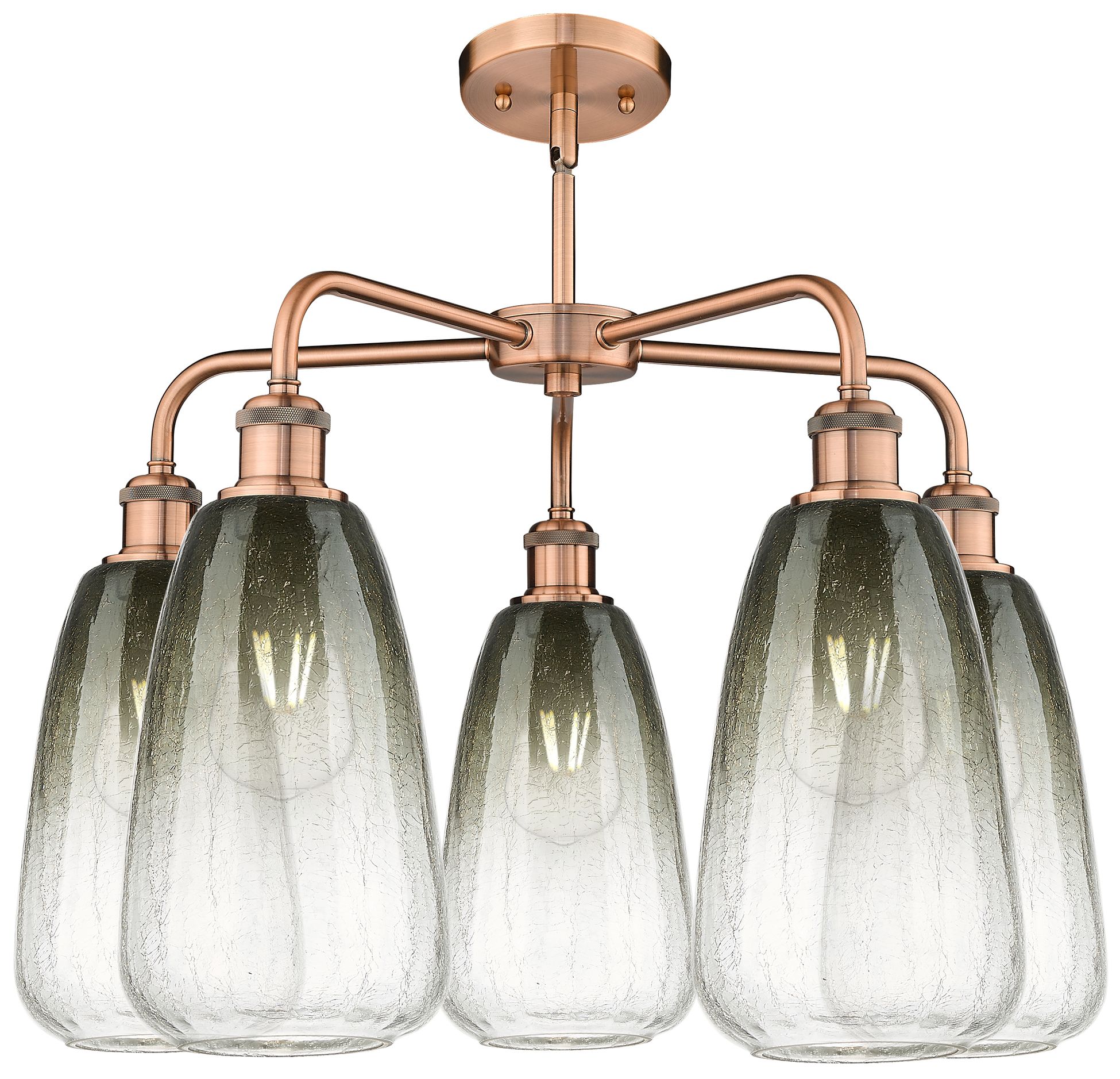 Image 2 Ballston Brookhaven Almond 25"W 5-Lt Copper Stem Chandelier w/ Slate Shade more views