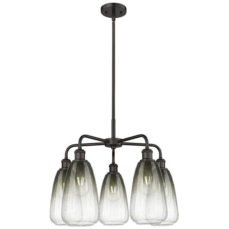 Image 1 Ballston Brookhaven Almond 25"W 5-Lt Oil Bronze Chandelier w/ Slate Shade