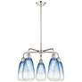 Ballston Brookhaven Almond 25"W 5-Lt Polish Nickel Chandelier w/ Blue Shade