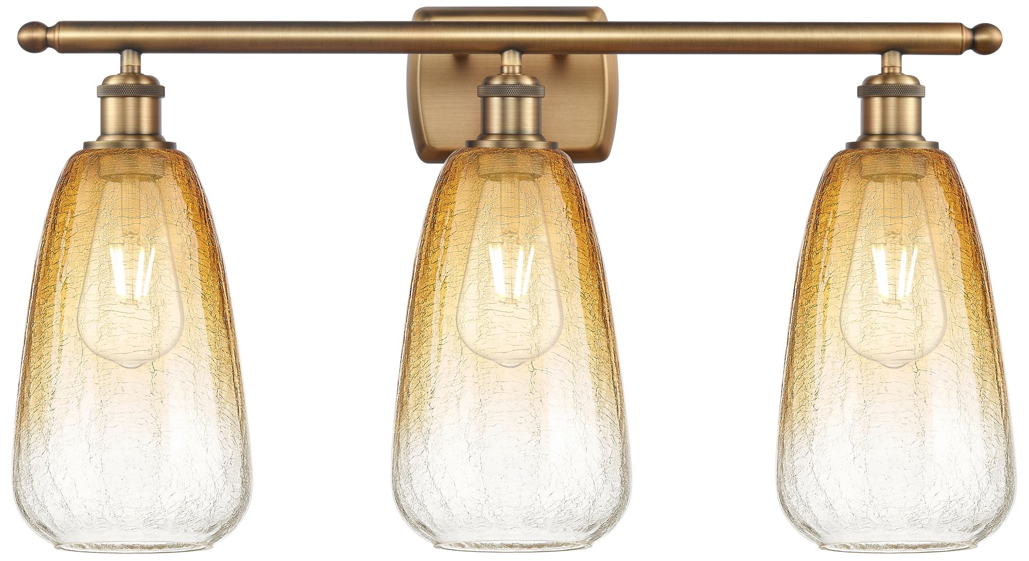 Ballston Brookhaven Almond 26"W 3-Lt Brushed Brass Vanity w/ Amber Sha