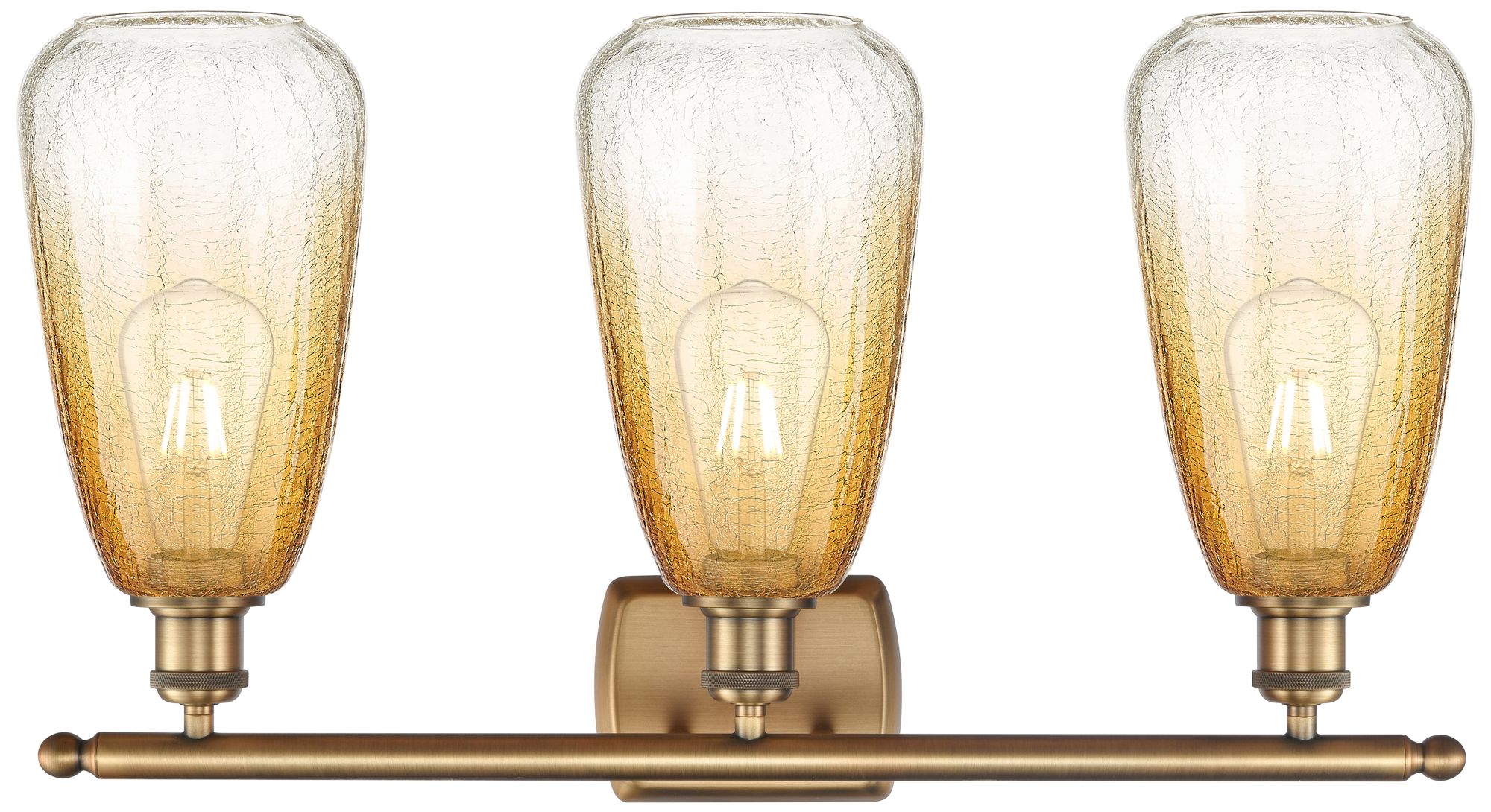 Image 2 Ballston Brookhaven Almond 26"W 3-Lt Brushed Brass Vanity w/ Amber Sha more views