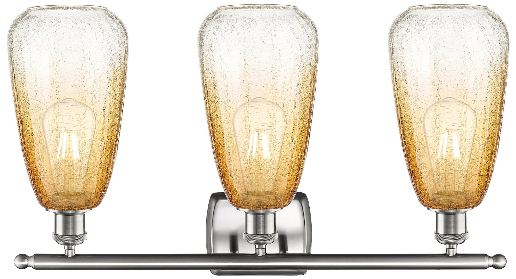 Image 2 Ballston Brookhaven Almond 26"W 3-Lt Nickel Bath Light w/ Amber Shade more views