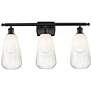 1_Ballston Brookhaven Almond 26"W 3 Light Black Bath Light w/ Opal Shade