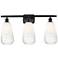 Ballston Brookhaven Almond 26"W 3 Light Black Bath Light w/ Opal Shade