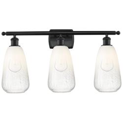 Ballston Brookhaven Almond 26"W 3 Light Black Bath Light w/ Opal Shade