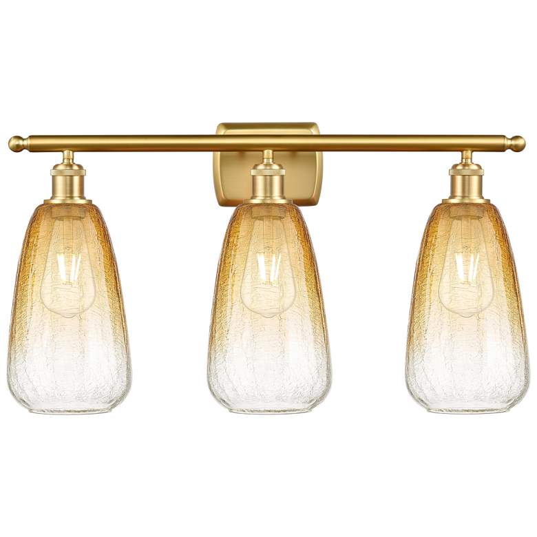 Image 1 Ballston Brookhaven Almond 26"W 3 Light Gold Bath Light w/ Amber Shade