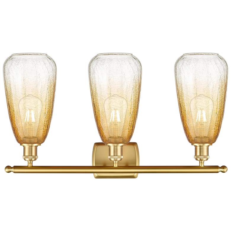 Image 2 Ballston Brookhaven Almond 26"W 3 Light Gold Bath Light w/ Amber Shade more views
