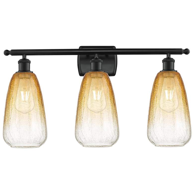 Image 1 Ballston Brookhaven Almond 26"W 3-Lt Black Bath Light w/ Amber Shade