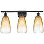 1_Ballston Brookhaven Almond 26"W 3-Lt Black Bath Light w/ Amber Shade