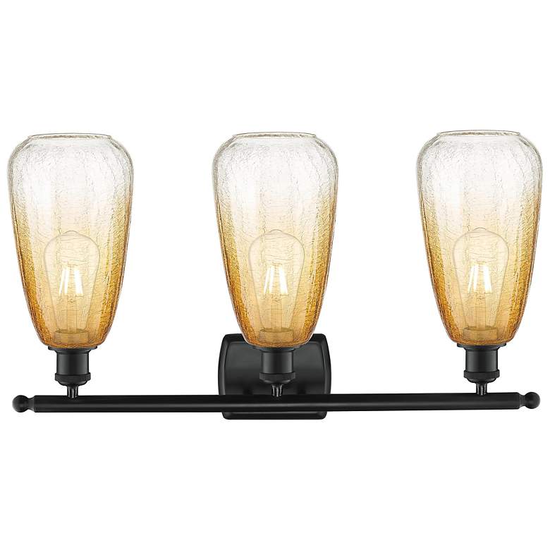 Image 2 Ballston Brookhaven Almond 26"W 3-Lt Black Bath Light w/ Amber Shade more views