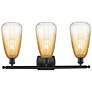 2_Ballston Brookhaven Almond 26"W 3-Lt Black Bath Light w/ Amber Shade more views