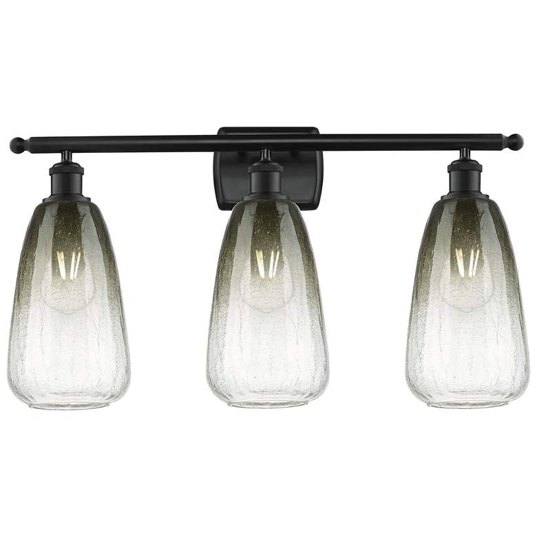 Image 1 Ballston Brookhaven Almond 26"W 3-Lt Black Bath Light w/ Slate Shade