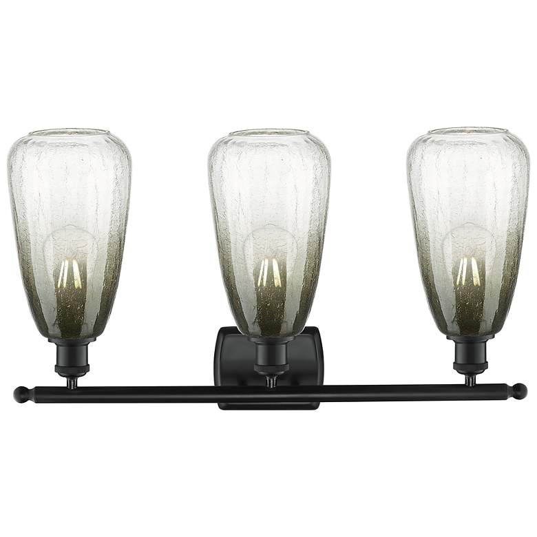 Image 2 Ballston Brookhaven Almond 26"W 3-Lt Black Bath Light w/ Slate Shade more views