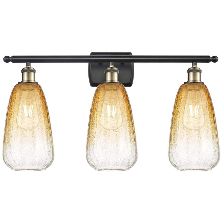 Image 1 Ballston Brookhaven Almond 26"W 3-Lt Black Brass Vanity w/ Amber Shade