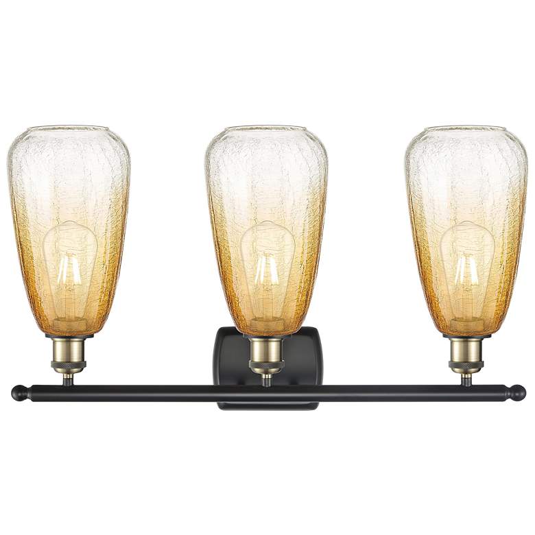 Image 2 Ballston Brookhaven Almond 26"W 3-Lt Black Brass Vanity w/ Amber Shade more views