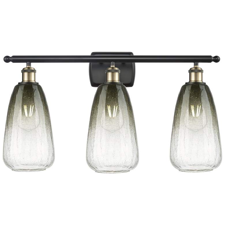 Image 1 Ballston Brookhaven Almond 26"W 3-Lt Black Brass Vanity w/ Slate Shade