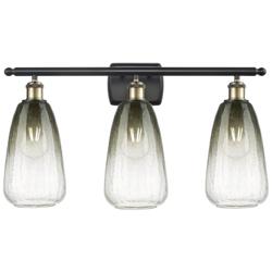 Ballston Brookhaven Almond 26"W 3-Lt Black Brass Vanity w/ Slate Shade