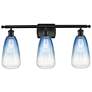 1_Ballston Brookhaven Almond 26"W 3-Lt Black Vanity w/ Sapphire Shade