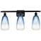 Ballston Brookhaven Almond 26"W 3-Lt Black Vanity w/ Sapphire Shade
