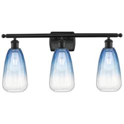 Ballston Brookhaven Almond 26"W 3-Lt Black Vanity w/ Sapphire Shade