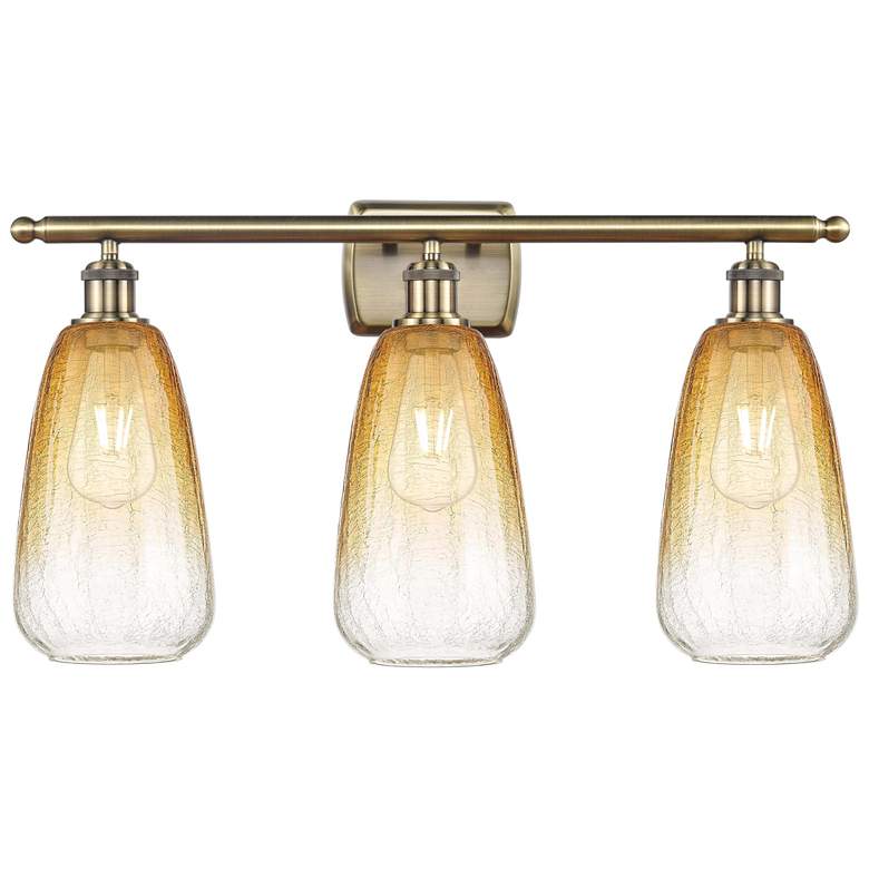Image 1 Ballston Brookhaven Almond 26"W 3-Lt Brass Bath Light w/ Amber Shade